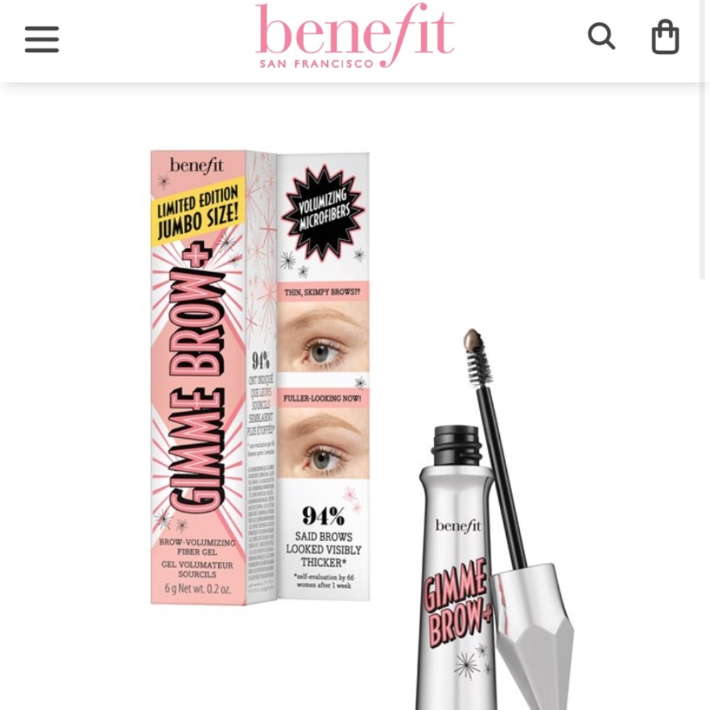 Benefit Cosmetics Jumbo size Gimme Brow + brow-voluminizing fiber gel, #3, NIB